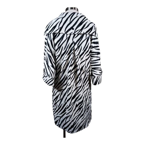 Samuel Dong Zebra Print Trench Coat Dolman Sleeves Dramatic All Season Size S - Picture 5 of 13